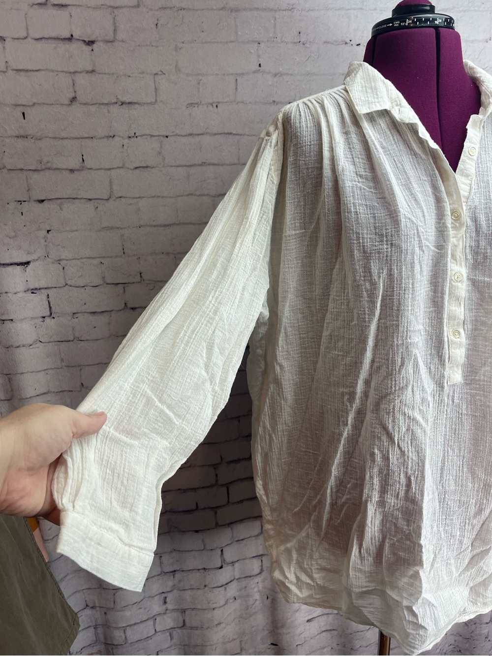 J Crew side Xl Henley beach tunic made of lightweight cotton gauze white - Picture 2 of 5
